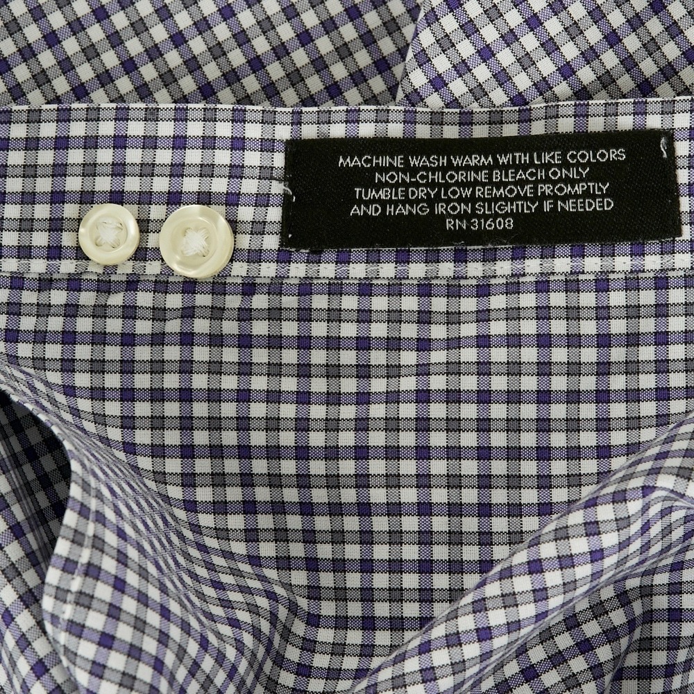 JOS A BANK Traveler's Collection Tailored Fit XL black/grey/white Gingham Button - Picture 7 of 11